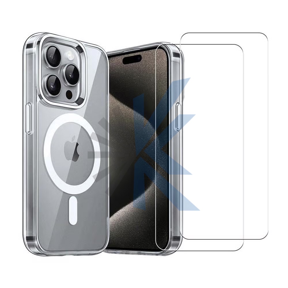 Coque transparente + 2 verres trempés